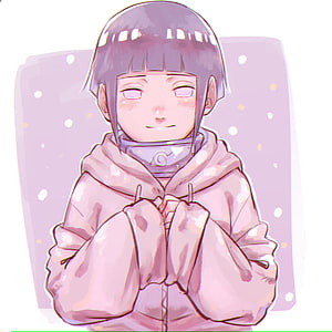 Hinata Hyuga in a Cozy Hoodie with Soft Pastel Watercolor Illustration HD phone wallpaper