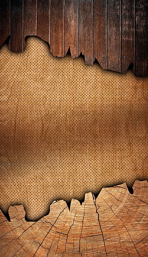 Rustic Torn Wood Texture Background with Perforated Paper and Cracked Planks HD phone wallpaper