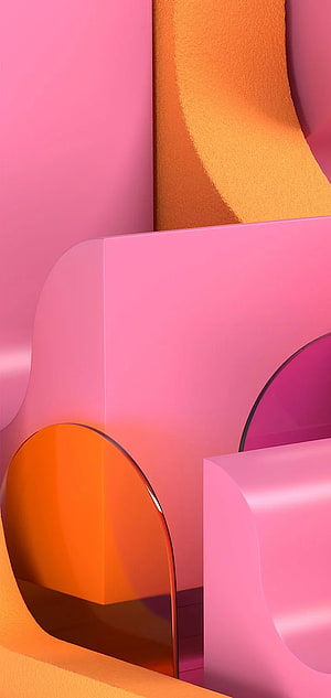 Abstract Geometric 3D Render in Pink and Orange with Smooth Curved Shapes HD phone wallpaper
