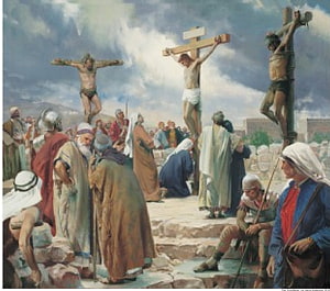 The Crucifixion of Jesus Christ and the Two Thieves on Golgotha HD wallpaper