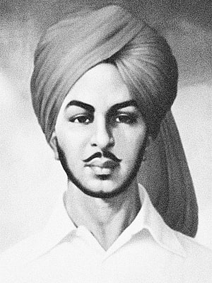 Bhagat Singh Historical Portrait Illustration in Turban and White Shirt HD phone wallpaper