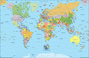 Colorful Political World Map Showing All Continents and Countries HD wallpaper
