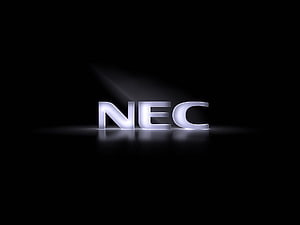 NEC Logo Glowing on Dark Reflective Surface with Dramatic Spotlight HD wallpaper