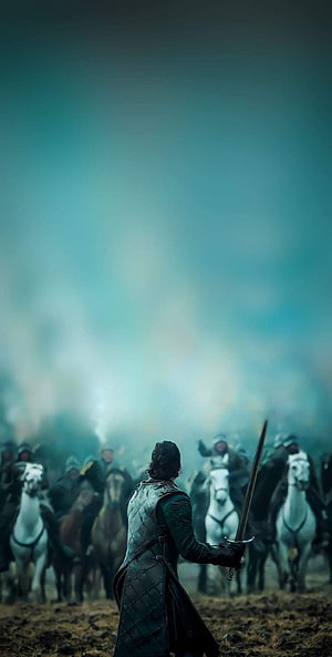 Game of Thrones Battle of Bastards Warrior with Sword Facing Cavalry HD phone wallpaper