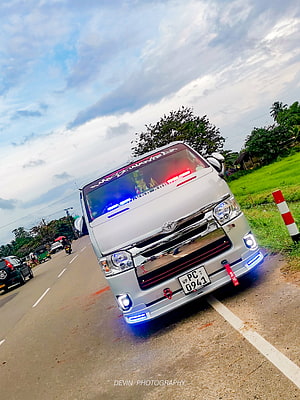 Silver Toyota Hiace Van With Custom LED Lights On A Rural Road HD phone wallpaper