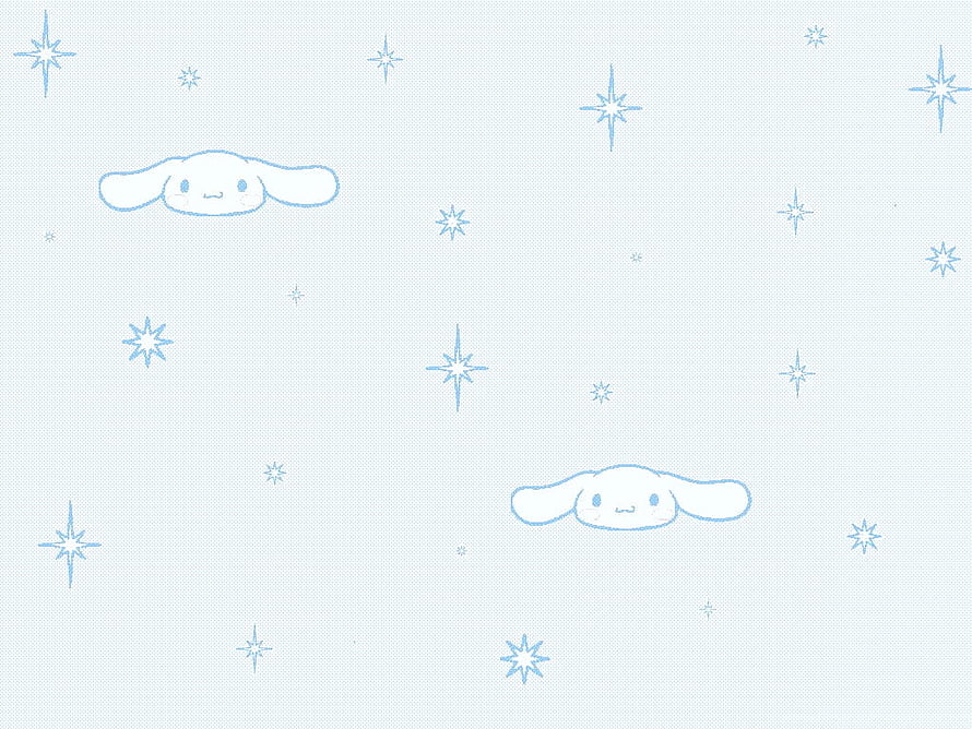 Cinnamoroll Cute Blue Star Pattern on White Background HD wallpaper