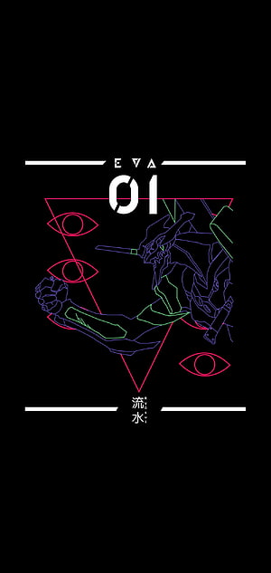 Neon Genesis Evangelion Unit 01 Minimalist Line Art with Geometric Symbols HD phone wallpaper