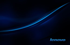 Lenovo Dark Blue Abstract Wave with Glowing Light Trail HD wallpaper