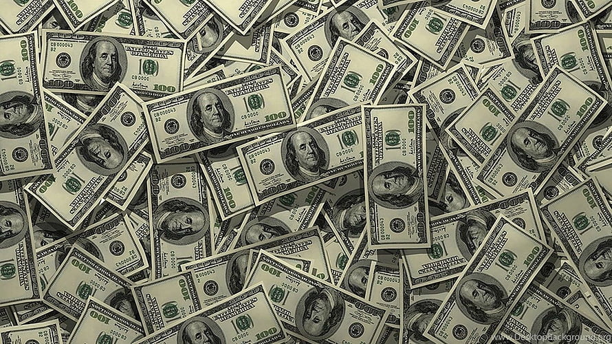 Scattered US One Hundred Dollar Bills Covering the Entire Frame in a Dense Financial Pattern HD wallpaper