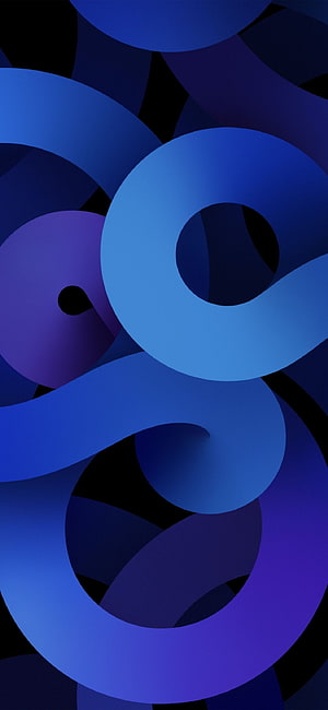Abstract Blue and Purple 3D Ribbon Design on Black Background HD phone wallpaper