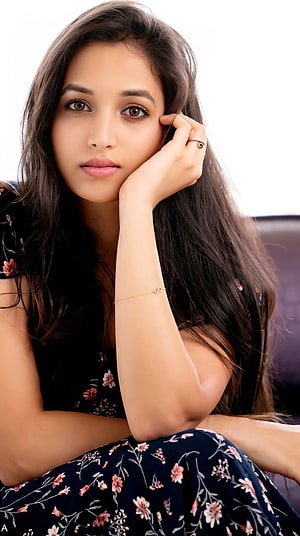 Srinidhi Shetty Portrait in Floral Dress with Long Dark Hair HD phone wallpaper