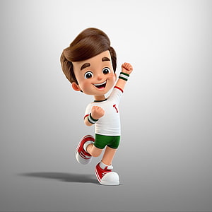 3D Render of a Joyful Cartoon Boy in Sports Attire with Number One Jersey HD phone wallpaper