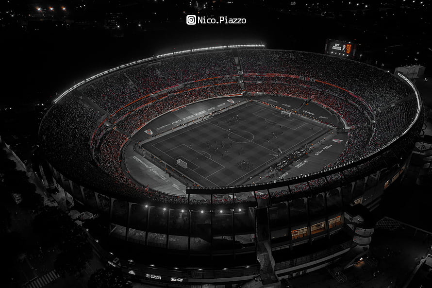 Aerial Night View of Estadio Monumental River Plate Stadium in Buenos Aires HD wallpaper