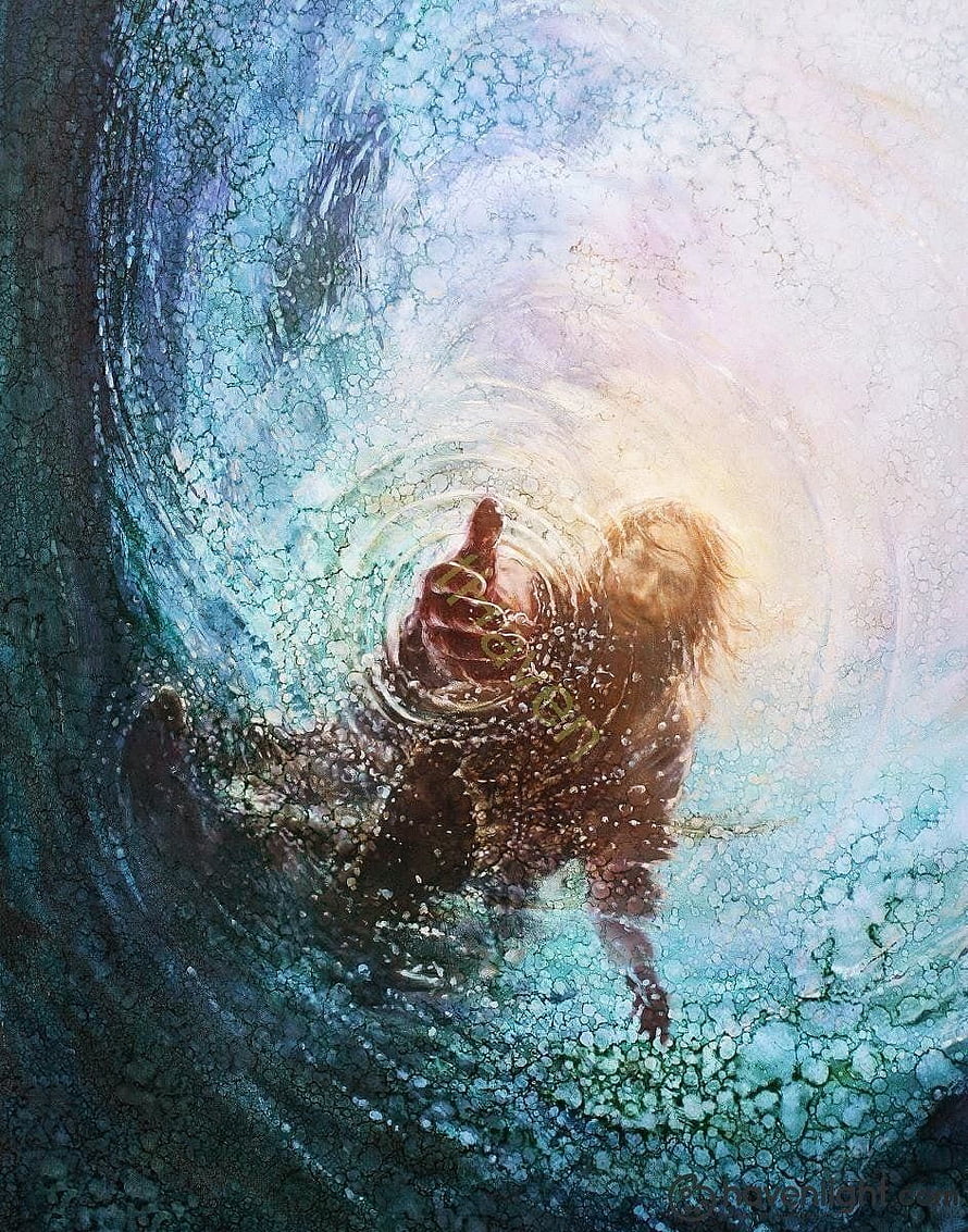 The Hand of God: Jesus Reaching Through Ethereal Light and Water HD phone wallpaper