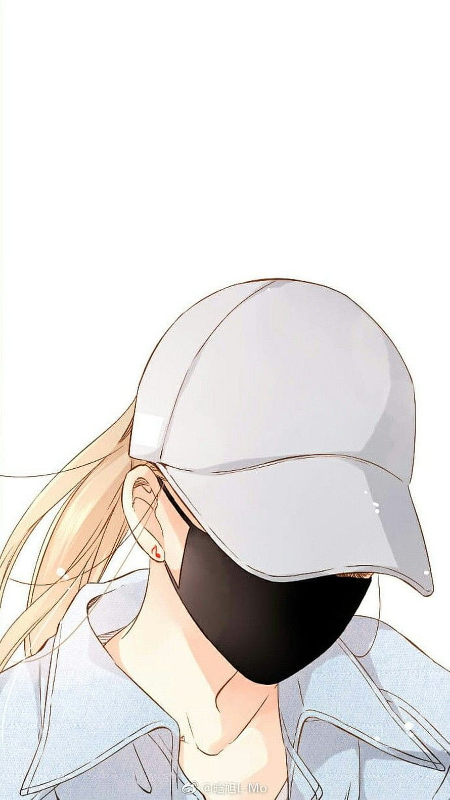 Anime Girl Wearing White Baseball Cap and Black Face Mask HD phone wallpaper