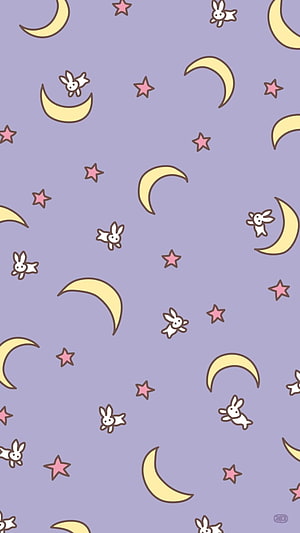 Cute Sailor Moon Rabbit Moon Star Pattern Wallpaper HD phone wallpaper