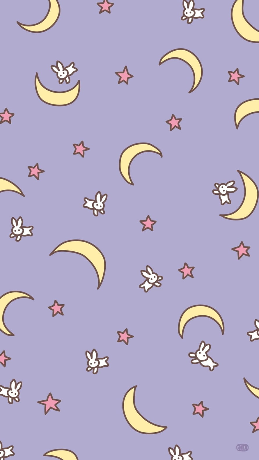 Cute Sailor Moon Rabbit Moon Star Pattern Wallpaper HD phone wallpaper