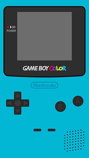 Cyan Nintendo Game Boy Color Handheld Console Minimalist Vector Illustration HD phone wallpaper