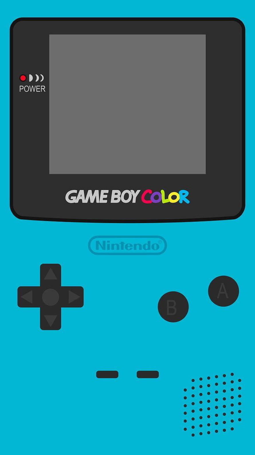 Cyan Nintendo Game Boy Color Handheld Console Minimalist Vector Illustration HD phone wallpaper