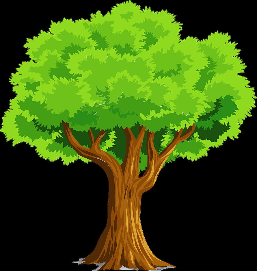 Vibrant Cartoon Tree Illustration with Lush Green Foliage and Brown Trunk HD phone wallpaper