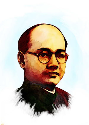 Watercolor Portrait of Netaji Subhas Chandra Bose Wearing Round Glasses HD phone wallpaper