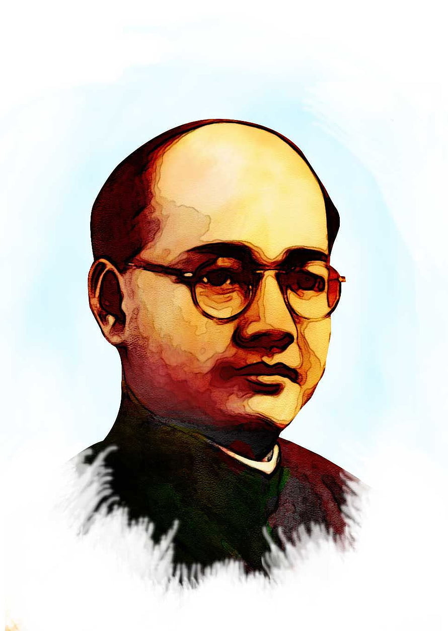 Watercolor Portrait of Netaji Subhas Chandra Bose Wearing Round Glasses HD phone wallpaper