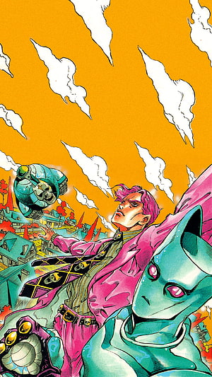 Kira and Killer Queen in JoJo's Bizarre Adventure Stone Ocean HD phone wallpaper