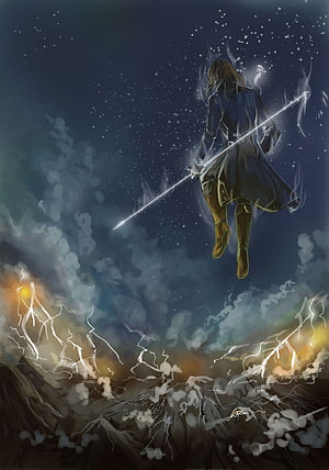 Kaladin Stormblessed Floating Above Lightning Storm in Stormlight Archive Fantasy Art HD phone wallpaper