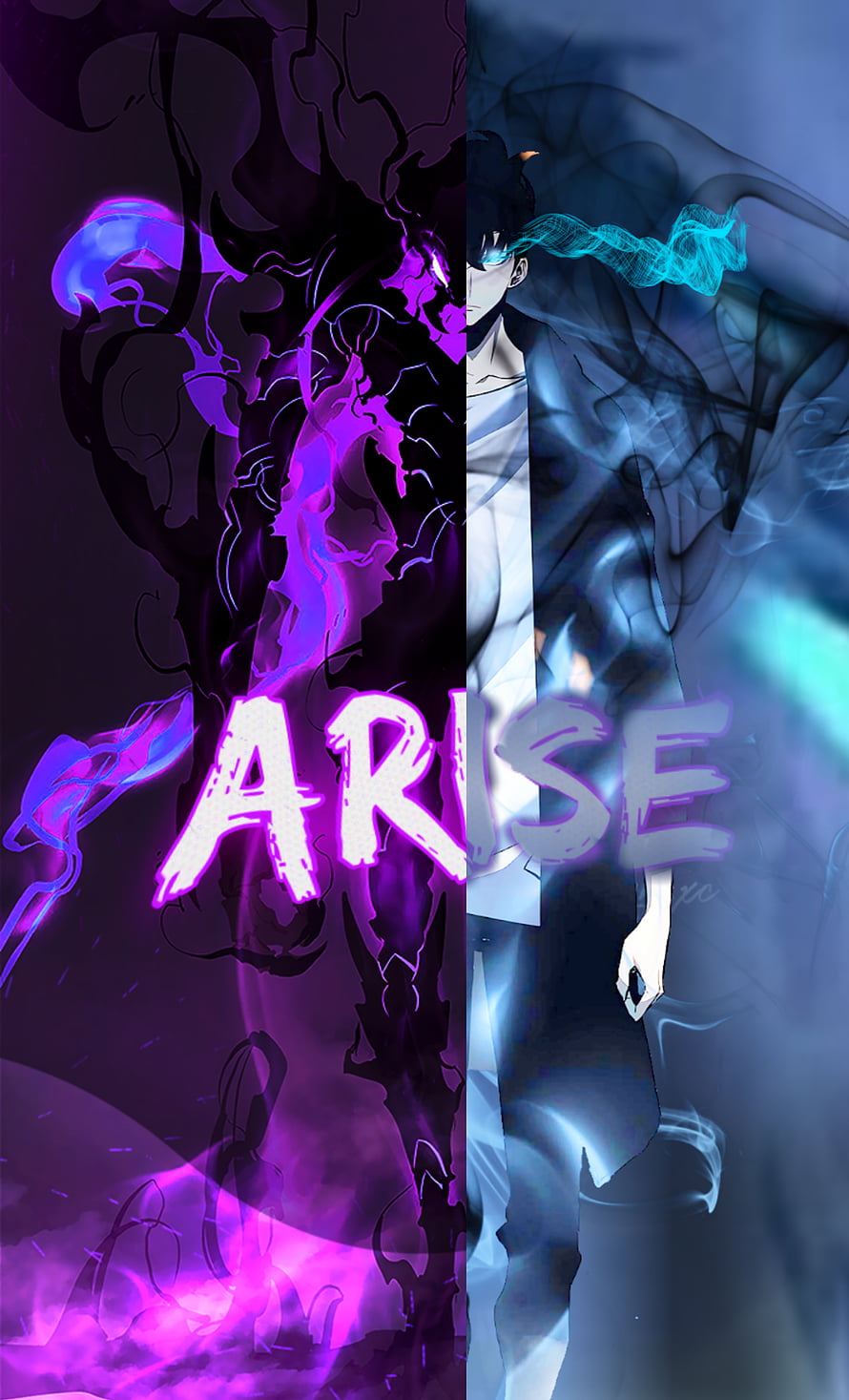 Solo Leveling Arise Anime Character with Purple and Blue Energy Effects HD phone wallpaper