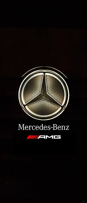 Mercedes-Benz AMG Grille Emblem on Dark Background HD phone wallpaper