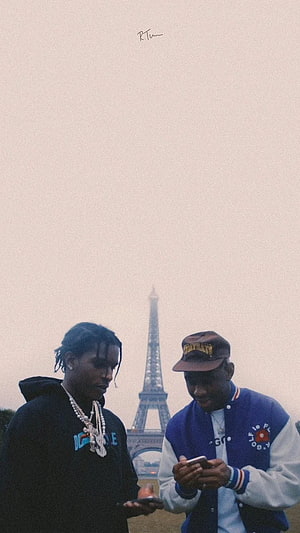 ASAP Rocky and Tyler the Creator in Paris with Eiffel Tower backdrop HD phone wallpaper