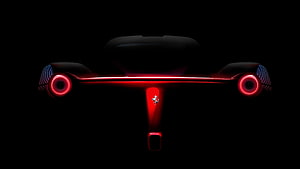 La Ferrari Rear View with Glowing Red Light Bar and Prancing Horse Emblem HD wallpaper