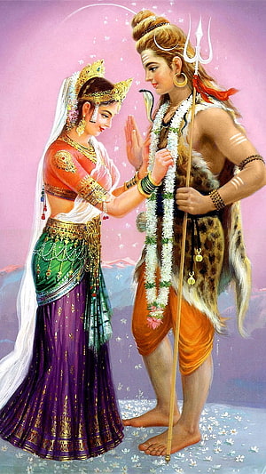 Shiva and Parvati in a Traditional Indian Wedding Scene HD phone wallpaper