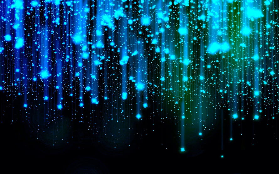 Luminous Blue and Green Particle Streaks on a Dark Background HD wallpaper