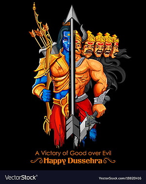 Lord Rama and Ravana Duality Illustration for Dussehra Festival HD phone wallpaper
