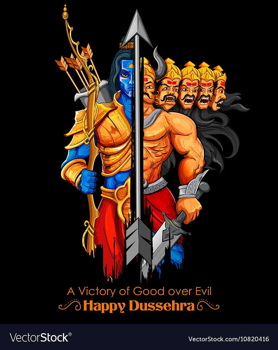 Lord Rama and Ravana Duality Illustration for Dussehra Festival HD phone wallpaper