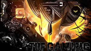 ASUS TUF Gaming Motherboard with Ryzen 3900X and Gold Circuit Design HD wallpaper