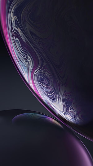 Abstract Swirling Liquid Metal Sphere with Purple and Pink Hues on Dark Background HD phone wallpaper