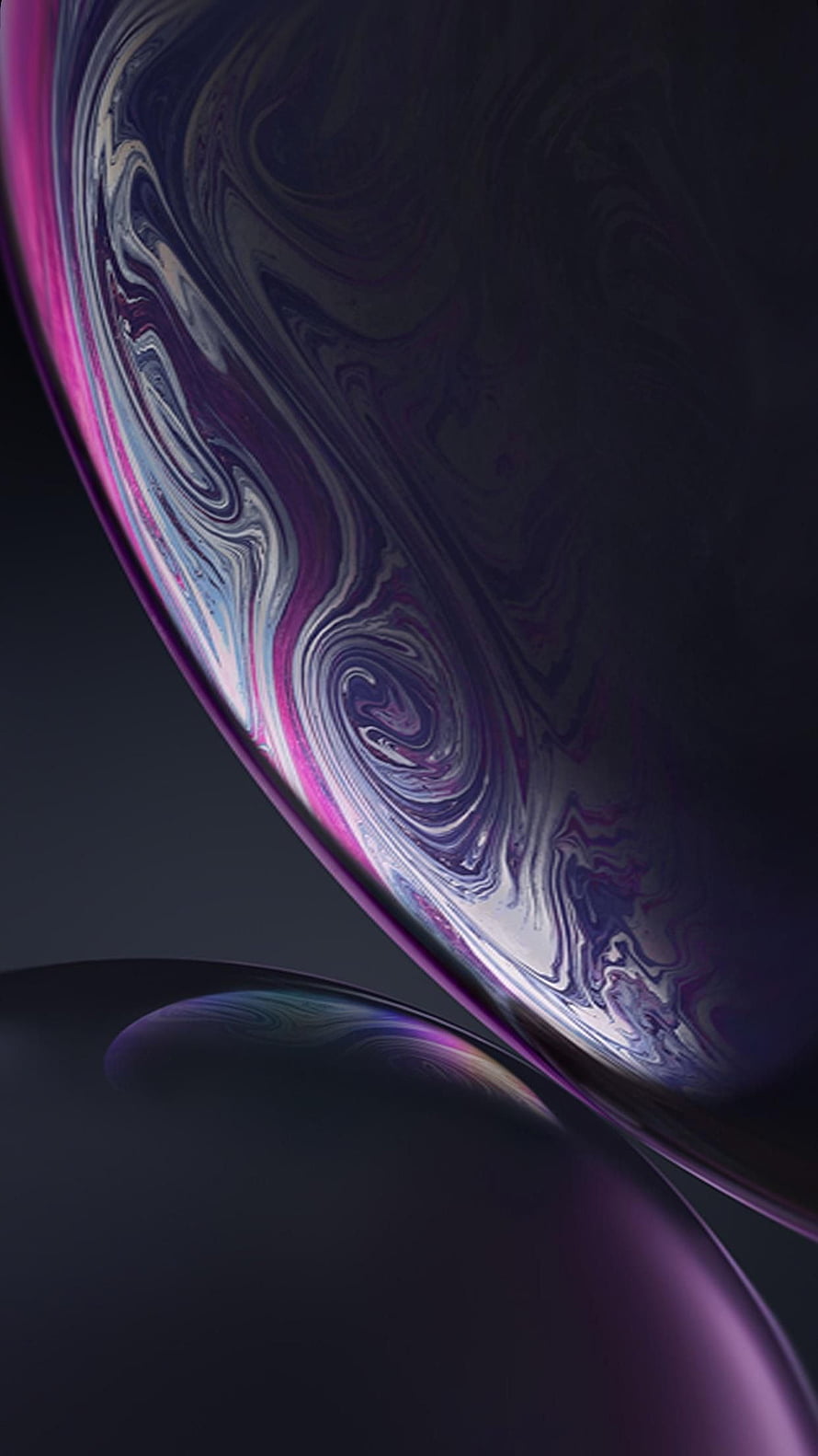 Abstract Swirling Liquid Metal Sphere with Purple and Pink Hues on Dark Background HD phone wallpaper