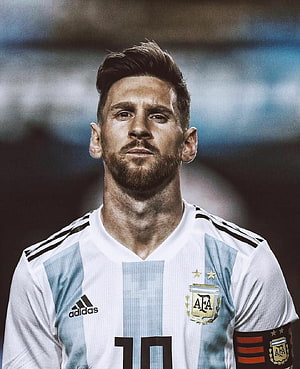 Lionel Messi in Argentina National Team Jersey with AFA Crest and Captain Armband HD phone wallpaper