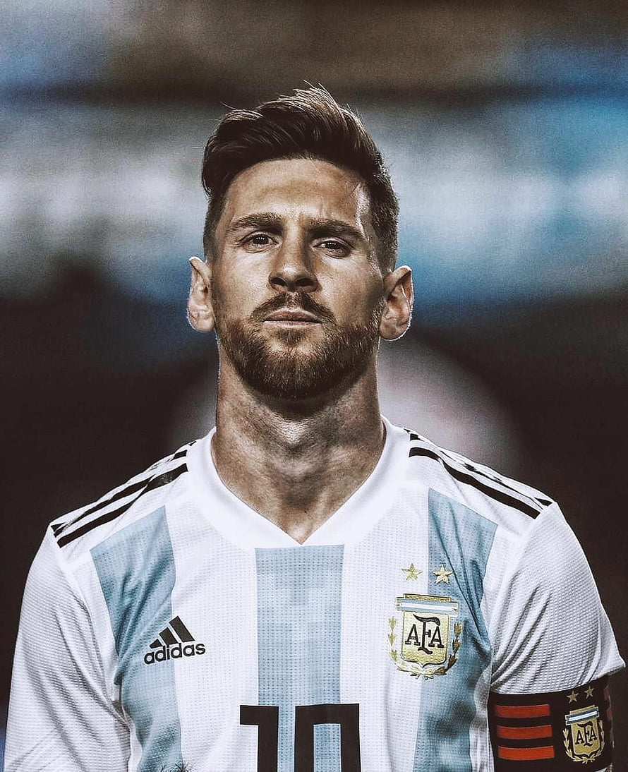 Lionel Messi in Argentina National Team Jersey with AFA Crest and Captain Armband HD phone wallpaper