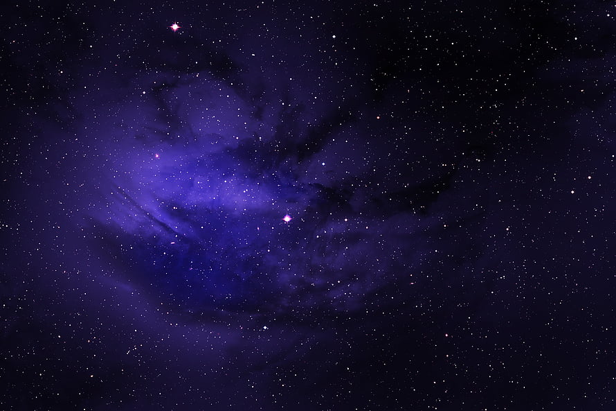 Deep Space Nebula with Scattered Stars and Cosmic Dust in Violet Hues HD wallpaper