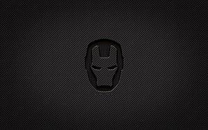 Iron Man Carbon Fiber Mask Logo on Dark Textured Background HD wallpaper