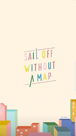 Sail Off Without Map Quote with Pastel City Skyline Illustration HD phone wallpaper
