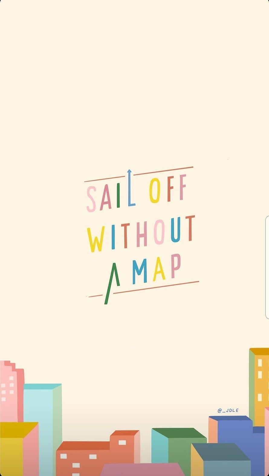 Sail Off Without Map Quote with Pastel City Skyline Illustration HD phone wallpaper