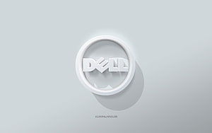 Dell 3D Emblem on Minimalist White Background HD wallpaper