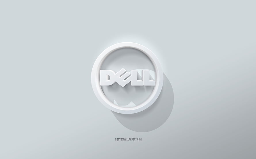 Dell 3D Emblem on Minimalist White Background HD wallpaper