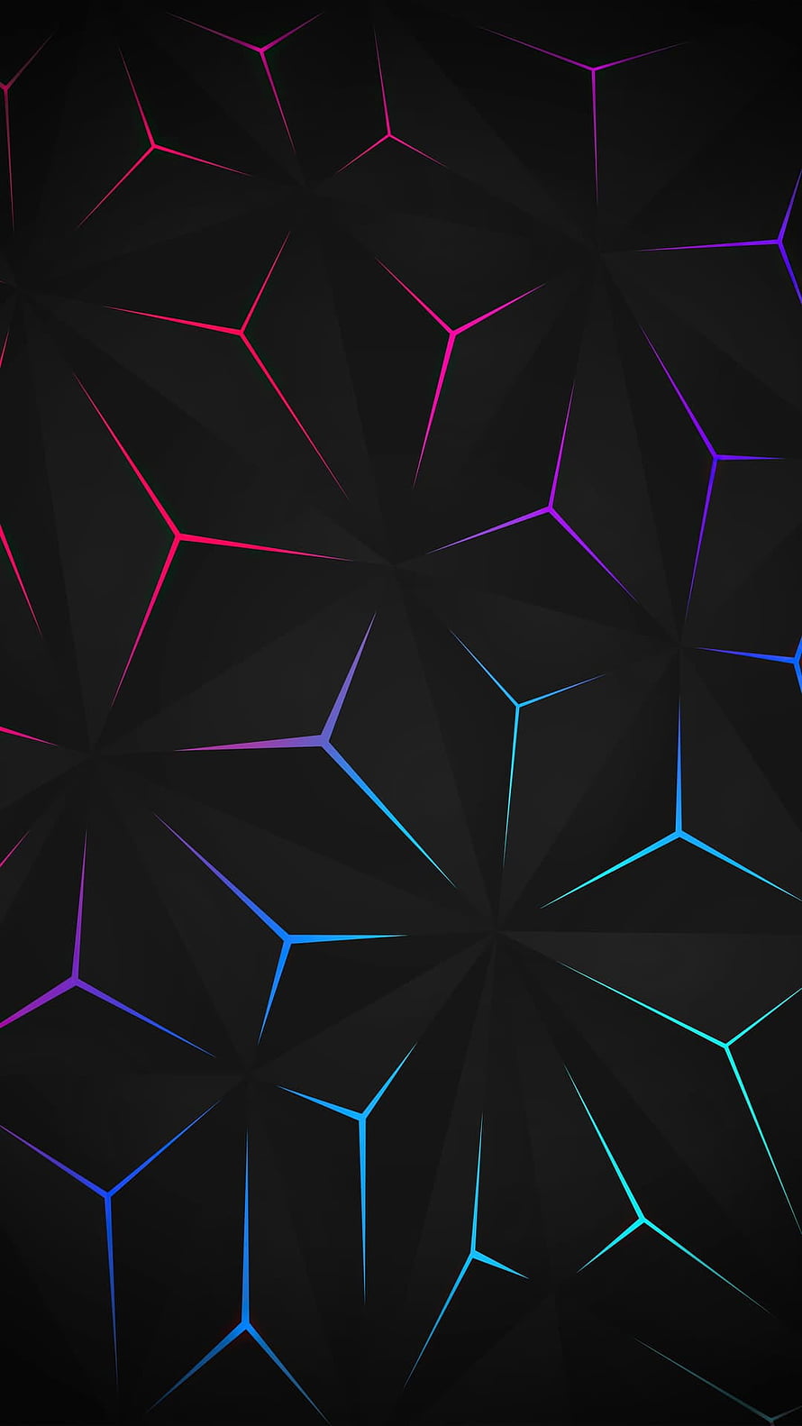 Dark Geometric Low Poly Pattern with Neon Cyan and Magenta Gradient Lines HD phone wallpaper