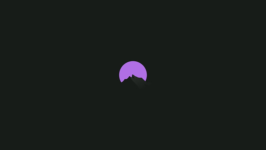 Minimalist Purple Mountain Silhouette on Dark Background HD wallpaper