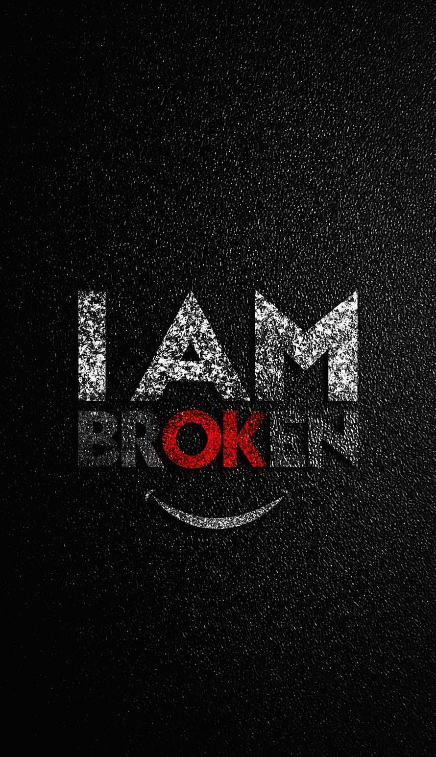 I Am Broken Typography Design on Black Leather Texture with Red Accent HD phone wallpaper